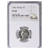 $6000 Guide: 1942 Nickel Type 1 NGC Proof-68
