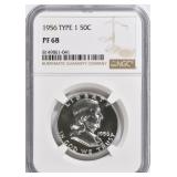 1956 Franklin Half Dollar Type 1 NGC Proof-68 $800