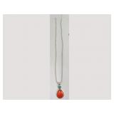 Sterling Silver Necklace with Coral Pendant