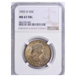 $22,000 Guide: 1953-D Franklin Half NGC MS-67 FBL