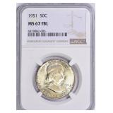 $15,500 Guide: 1951 Franklin Half NGC MS-67 FBL