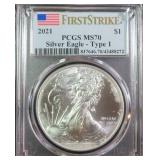 2021 American Silver Eagle PCGS MS70 Type 1 FS