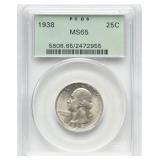 OGH! 1938 Quarter MS65 PCGS, GEN 3.1 Holder