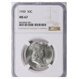TOP POP! 1950 Franklin Half Dollar NGC MS-67