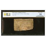 SCARCE! 1776 New York Colonial Currency PCGS 10