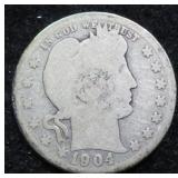 1904 Silver Barber Quarter