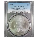 2021 American Silver Eagle PCGS MS70 Type 2