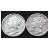 TWO (2) Silver Mercury Dimes, $9.14 Melt Value