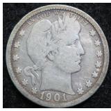 1901 Silver Barber Quarter