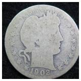 1902 Silver Barber Quarter