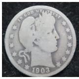 1903 - O Silver Barber Quarter