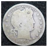 1900 Silver Barber Quarter