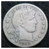 1915 - D Silver Barber Quarter