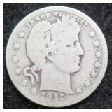 1915 - D Silver Barber Quarter