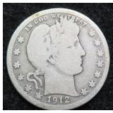 1912 - S Silver Barber Quarter