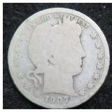 1907-S Silver Barber Quarter