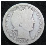 1906-O Silver Barber Quarter