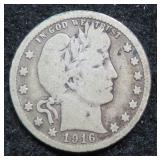 1916- D Silver Barber Quarter