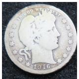 1916 Silver Barber Quarter