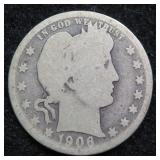 1906-D Silver Barber Quarter