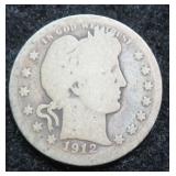 1912 Silver Barber Quarter