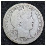 1910 Silver Barber Quarter