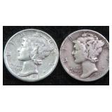 TWO (2) Silver Mercury Dimes, $9.14 Melt Value