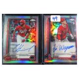 TWO (2) SIGNED Baseball Rookie Cards: Rece Hinds