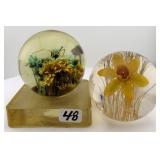 TWO (2) vintage acrylic paperweights