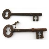 TWO (2) Old Skeleton Keys, 4.75"L