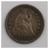 1854 Seated Half Dime, nice coin