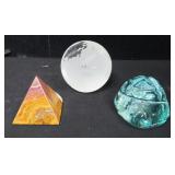 Three 3 Paperweights
