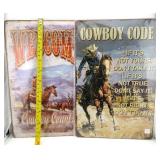 Two (2) Cowboy Tin Signs