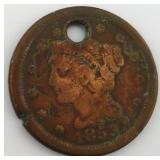 1853 Large Cent, Holed