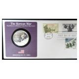 1991 P KOREAN WAR Silver Proof Dollar with FDC