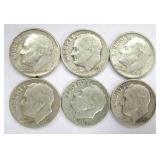 SIX (6) Silver Dimes, $36.66 Melt Value 1-12-26