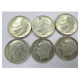 SIX (6) Silver Dimes, $36.66 Melt Value 1-12-26