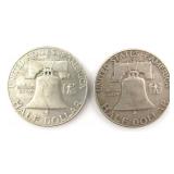 $60.86 Melt Value: TWO (2) Silver Franklin Half