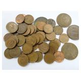 Canadian Small Cents and (3) British Large Pennys
