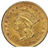 1856 UPRIGHT 5 GOLD $1 NGC AU55 $410 NGC