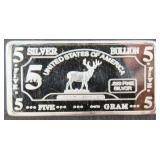 Five Grams .999 Fine Silver Bar