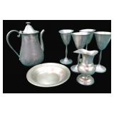NO SHIP: Pewter incl. Tea Pot, Stemware