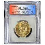 John Quincy Adams Dollar, 2008-D ICG MS67