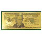 Gold Jeffersson $20 FRN (not legal tender)