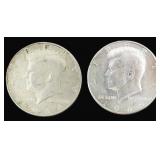 $68.26 Melt Value: TWO (2) 1964 Silver Kennedy