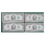Four (4) Bicentennial $2 FRN 1976