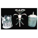 No Shipping: 3 piece Metal Ware, candle holders
