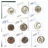 Nine (9) Roosevelt Dimes
