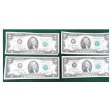 Four (4) Bicentennial $2 FRN 1976