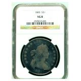 NGC Guide $1275: 1800 Draped Bust Dollar, NGC VG 8